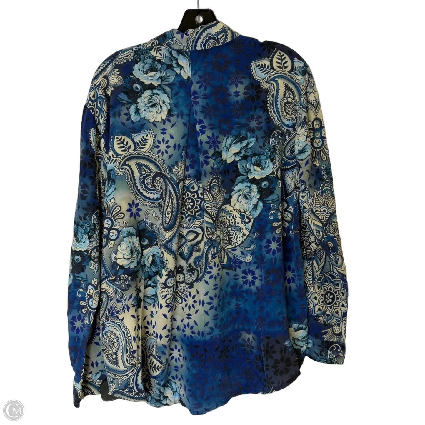 Blouse Long Sleeve By Johnny Was In Blue, Size: M