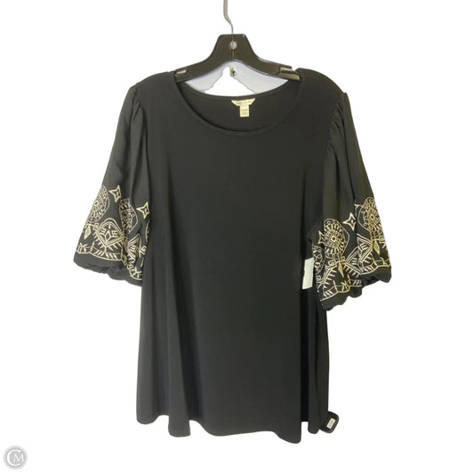Top Short Sleeve By Cato In Black, Size: 14