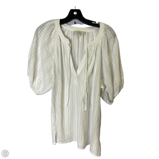 Top Short Sleeve By Loft In Ivory, Size: L