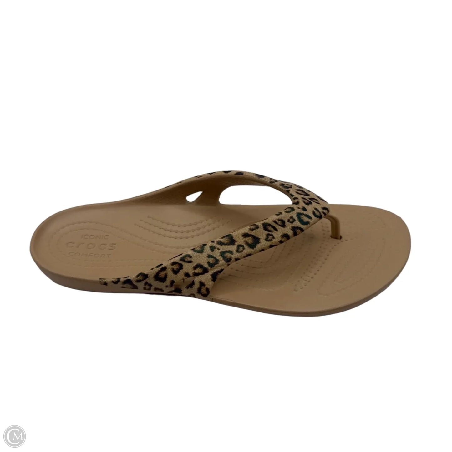 Sandals Flip Flops By Crocs In Animal Print, Size: 9