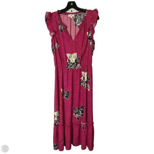 Dress Casual Midi By Loft In Pink, Size: L