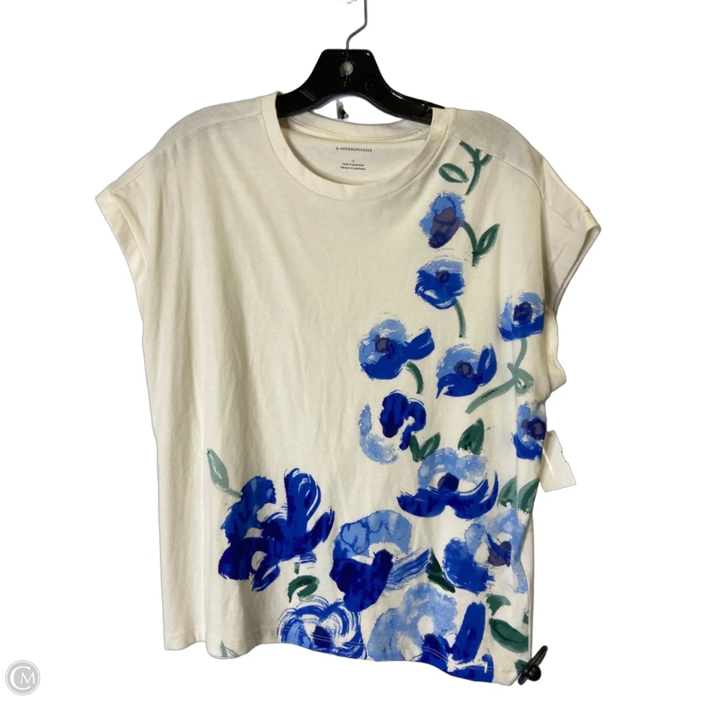 Top Short Sleeve Basic By Anthropologie In Cream, Size: S