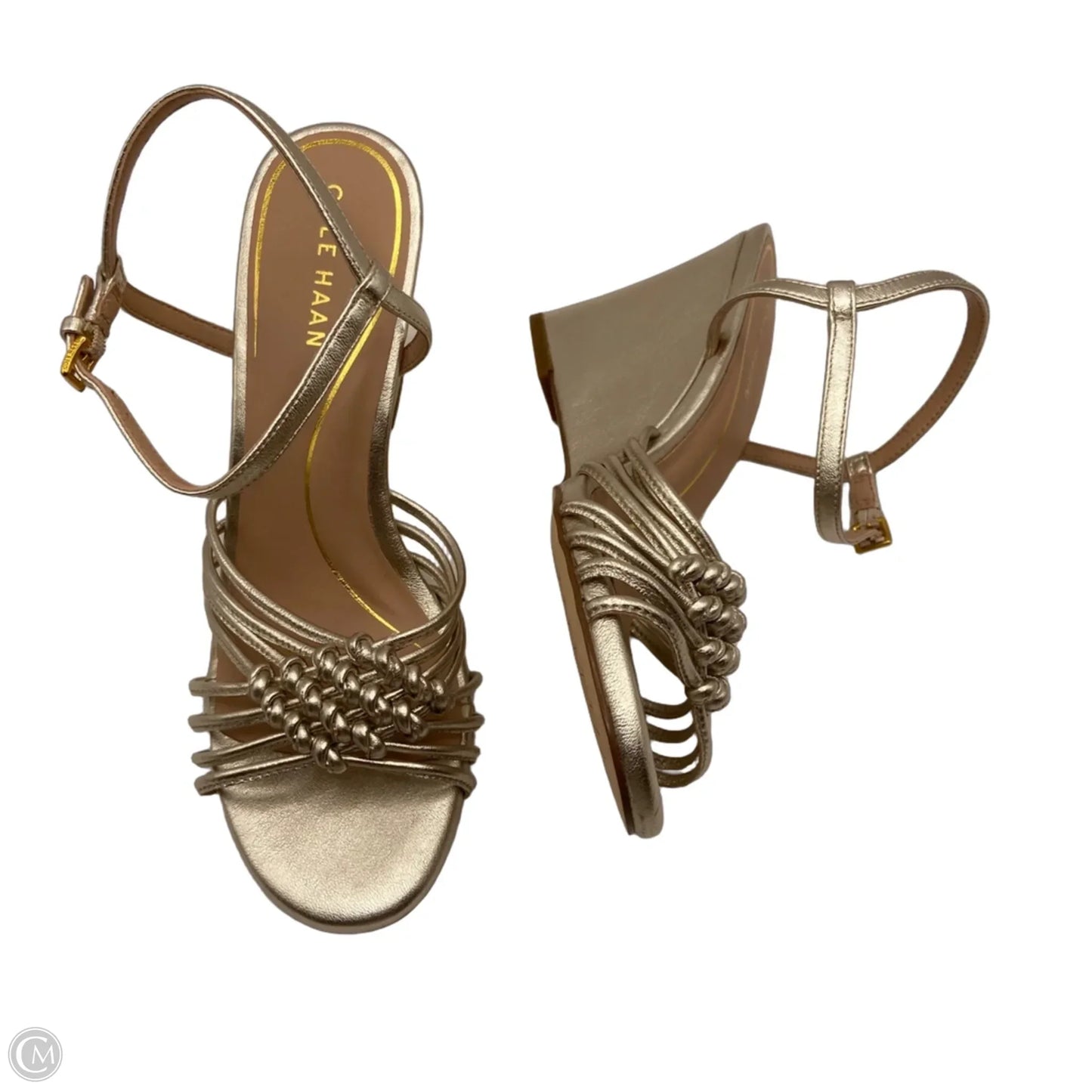 Sandals Heels Wedge By Cole-haan In Gold, Size: 8