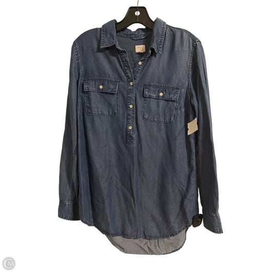 Top Long Sleeve By A New Day In Blue Denim, Size: M