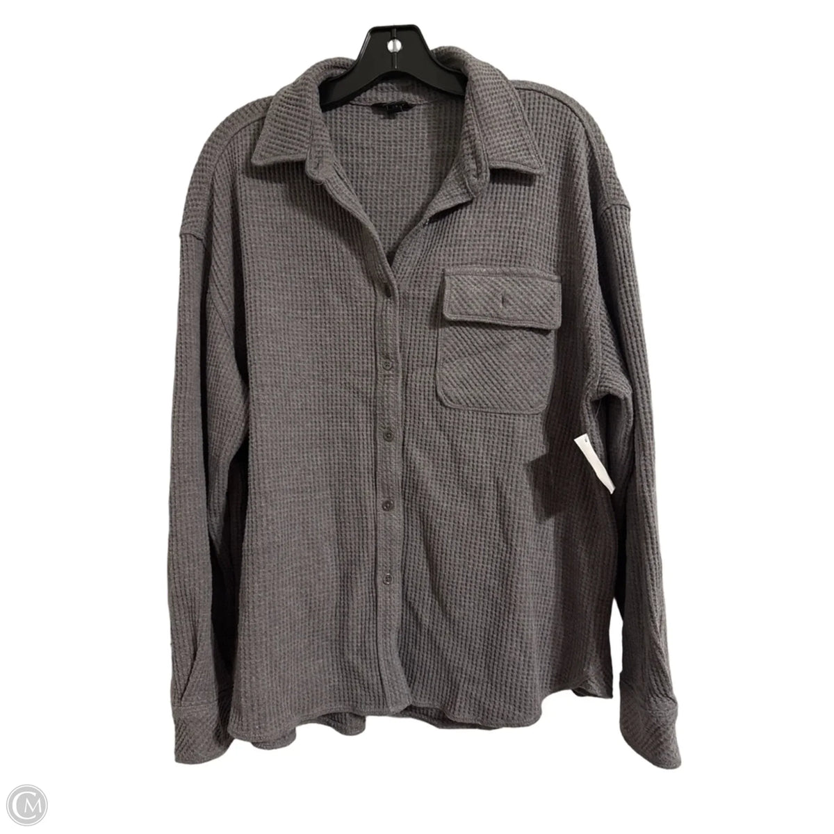 Jacket Shirt By Clothes Mentor In Grey, Size: L
