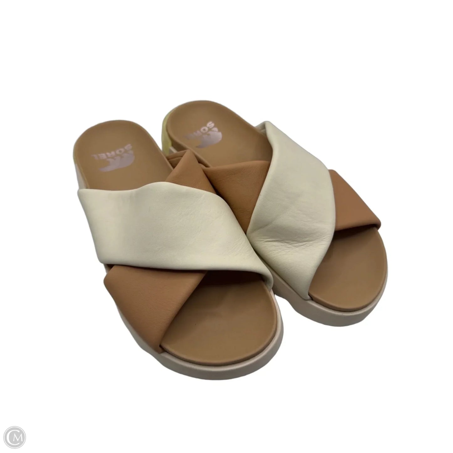 Sandals Heels Platform By Sorel In Cream & Tan, Size: 9