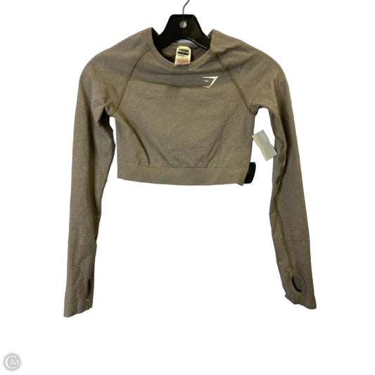 Athletic Top Long Sleeve Crewneck By Gym Shark In Tan, Size: S