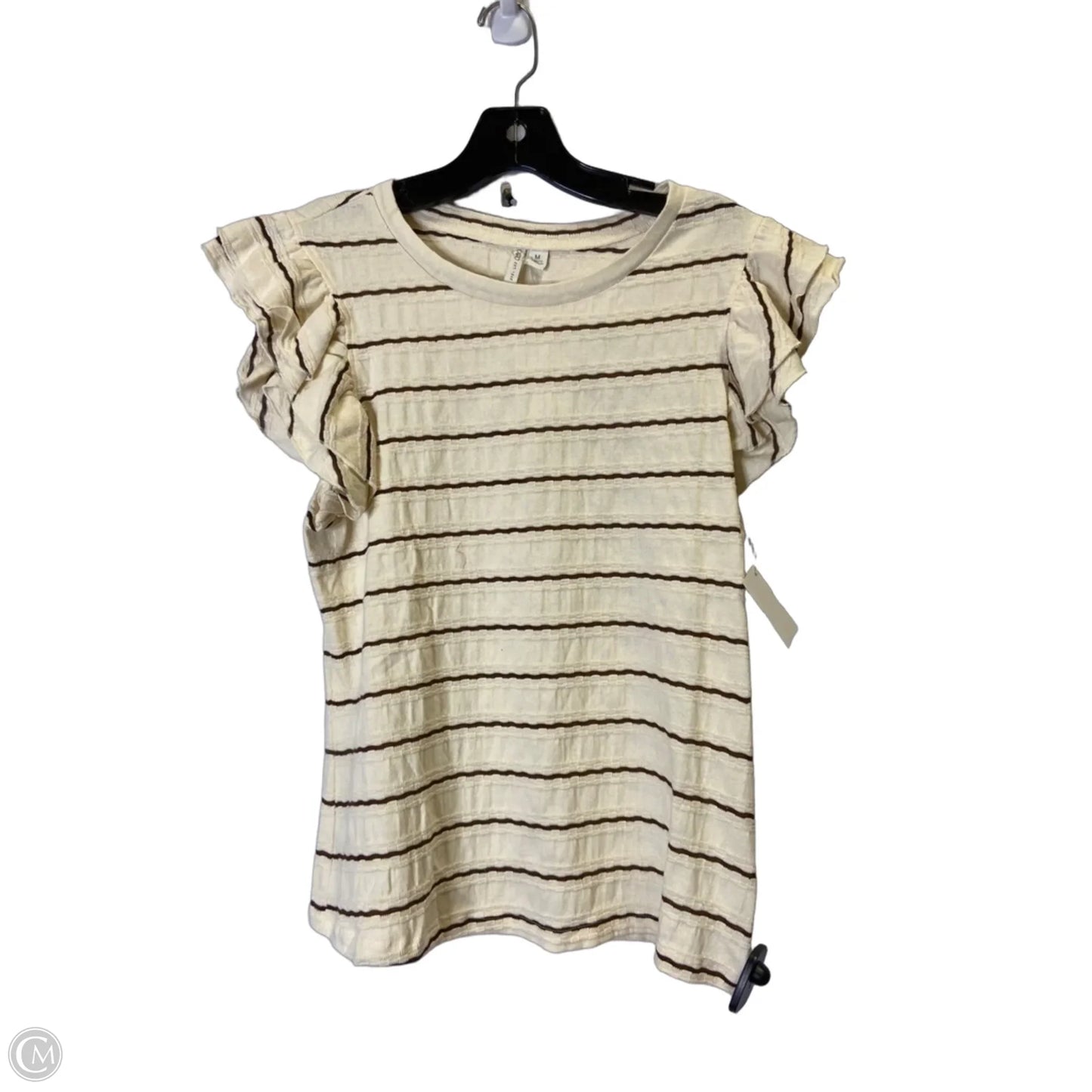 Top Short Sleeve By Cato In Cream, Size: M