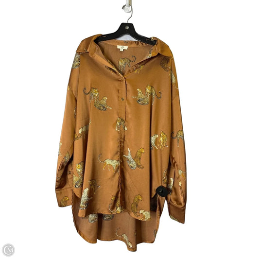 Blouse Long Sleeve By Entro In Brown, Size: Xl
