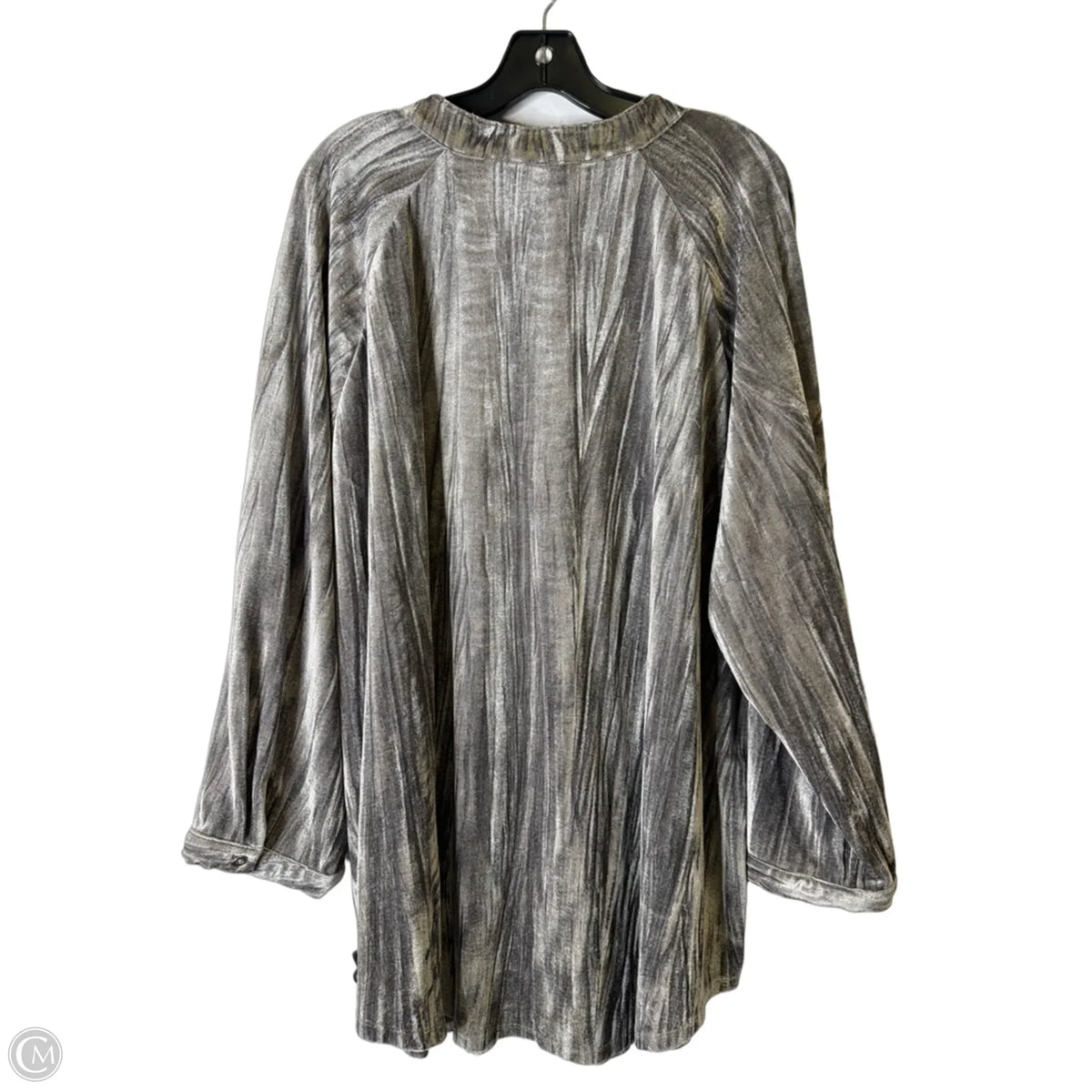 Blouse Long Sleeve By Cato In Grey, Size: 26