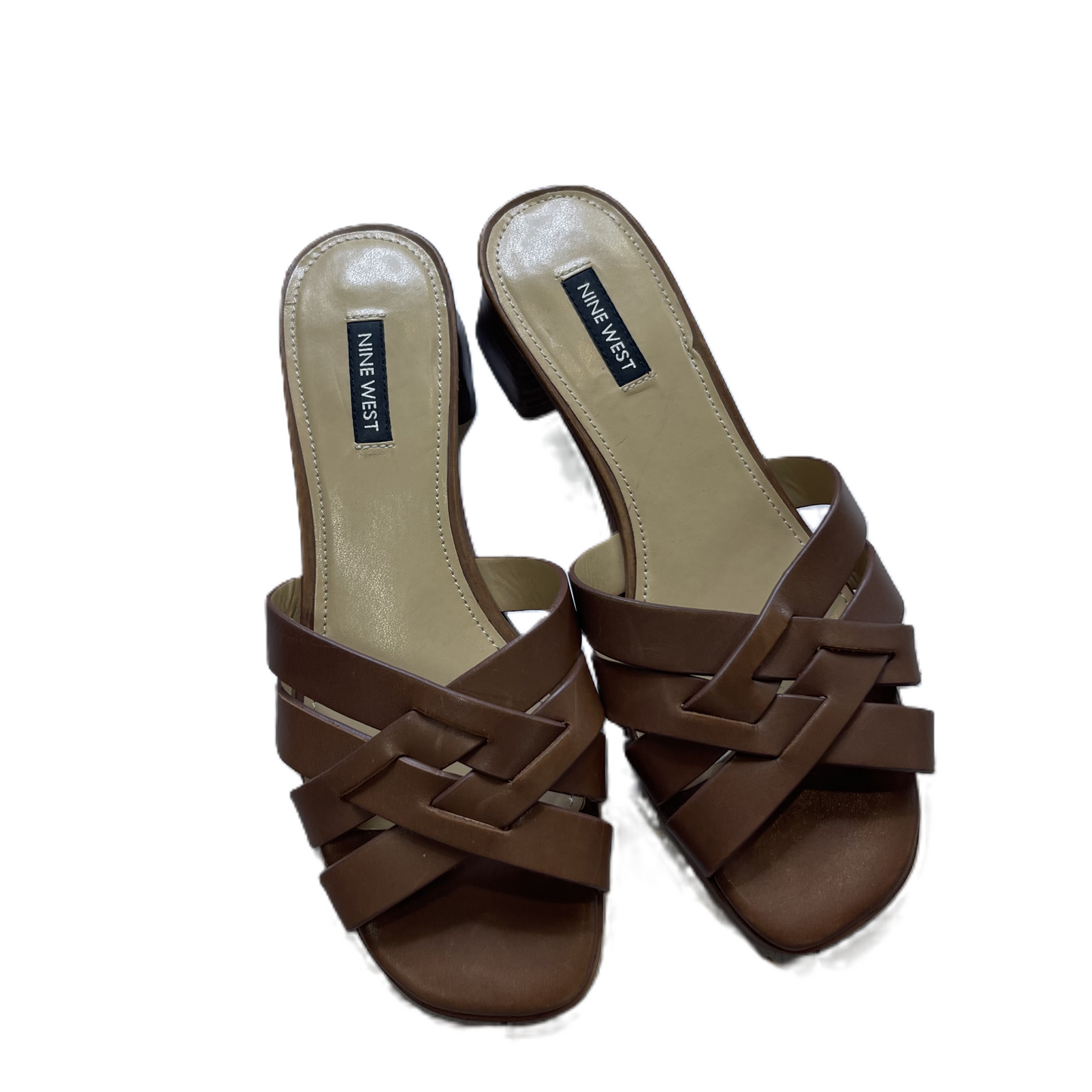 Brown Shoes Heels Block By Nine West, Size: 8.5