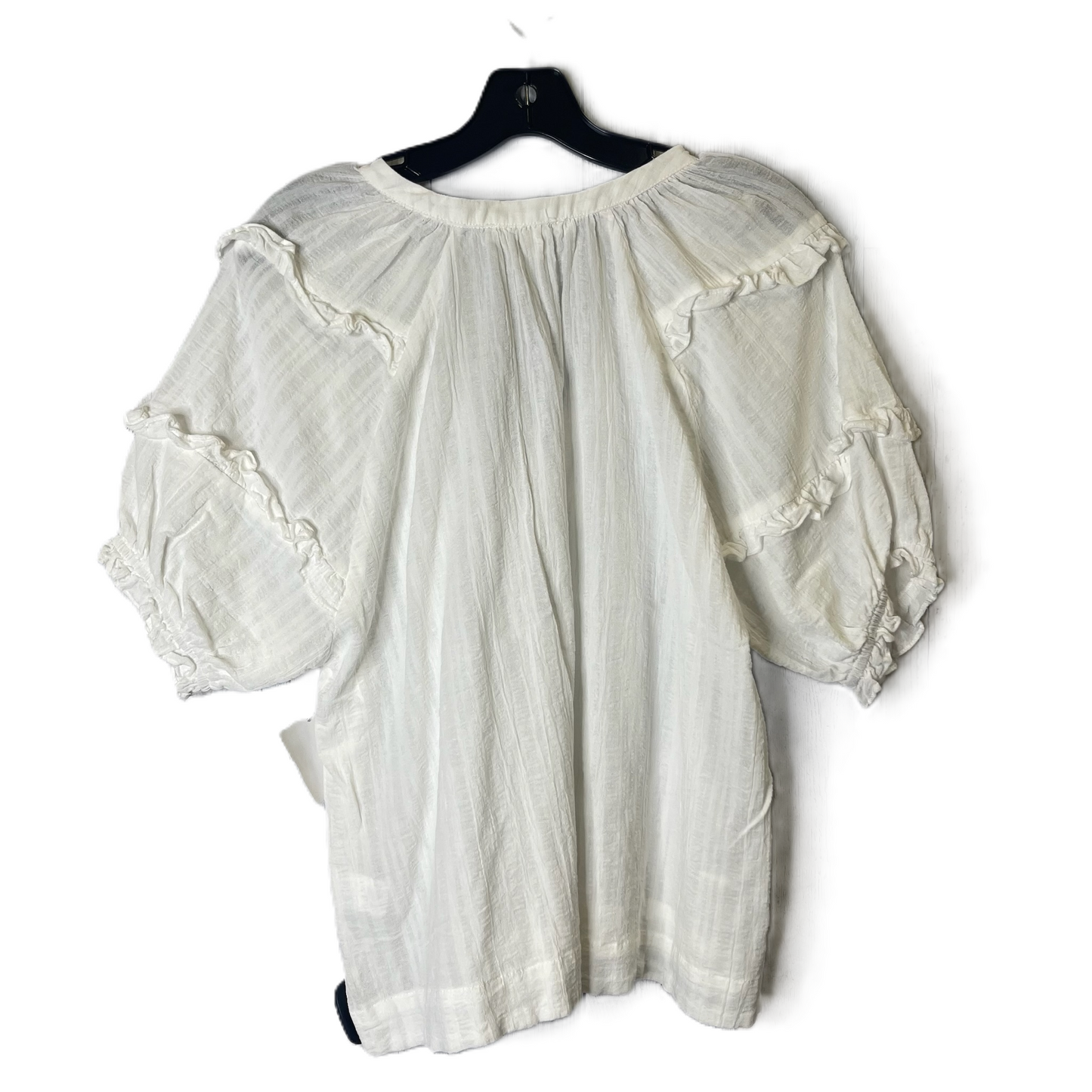 White Top Short Sleeve By Clothes Mentor, Size: L