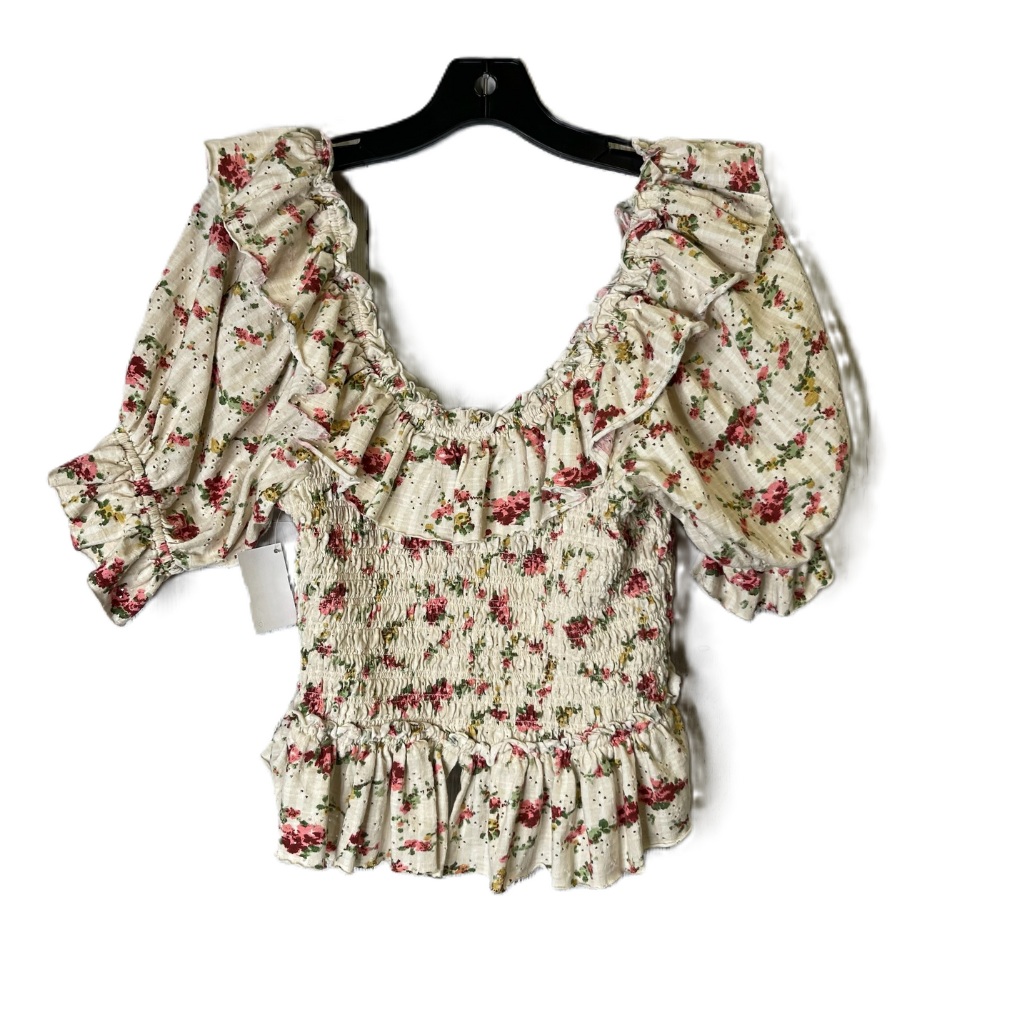 Top Short Sleeve By Free People In Floral Print, Size: S