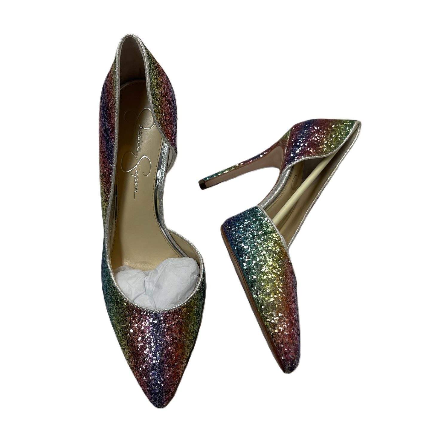 Shoes Heels Stiletto By Jessica Simpson In Rainbow Print, Size: 10