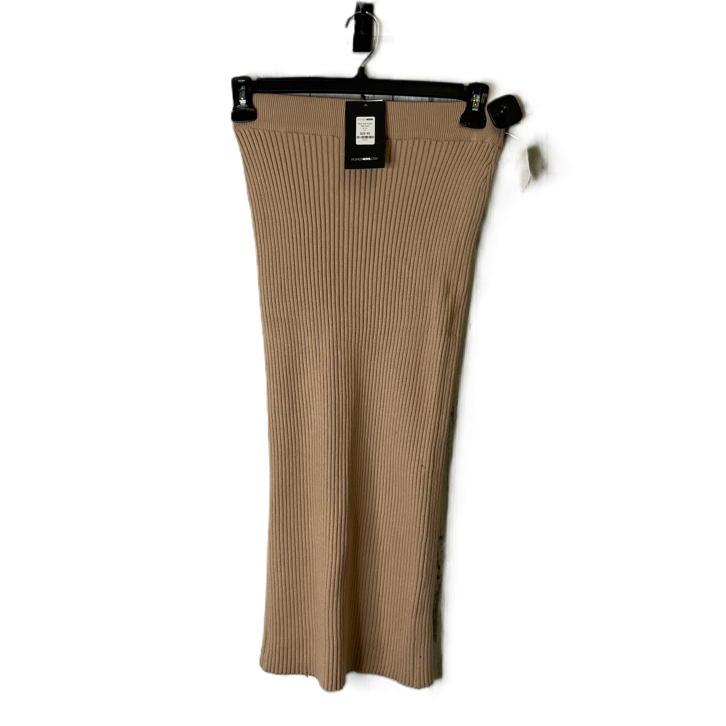 Skirt Midi By Fashion Nova In Tan, Size: Xs