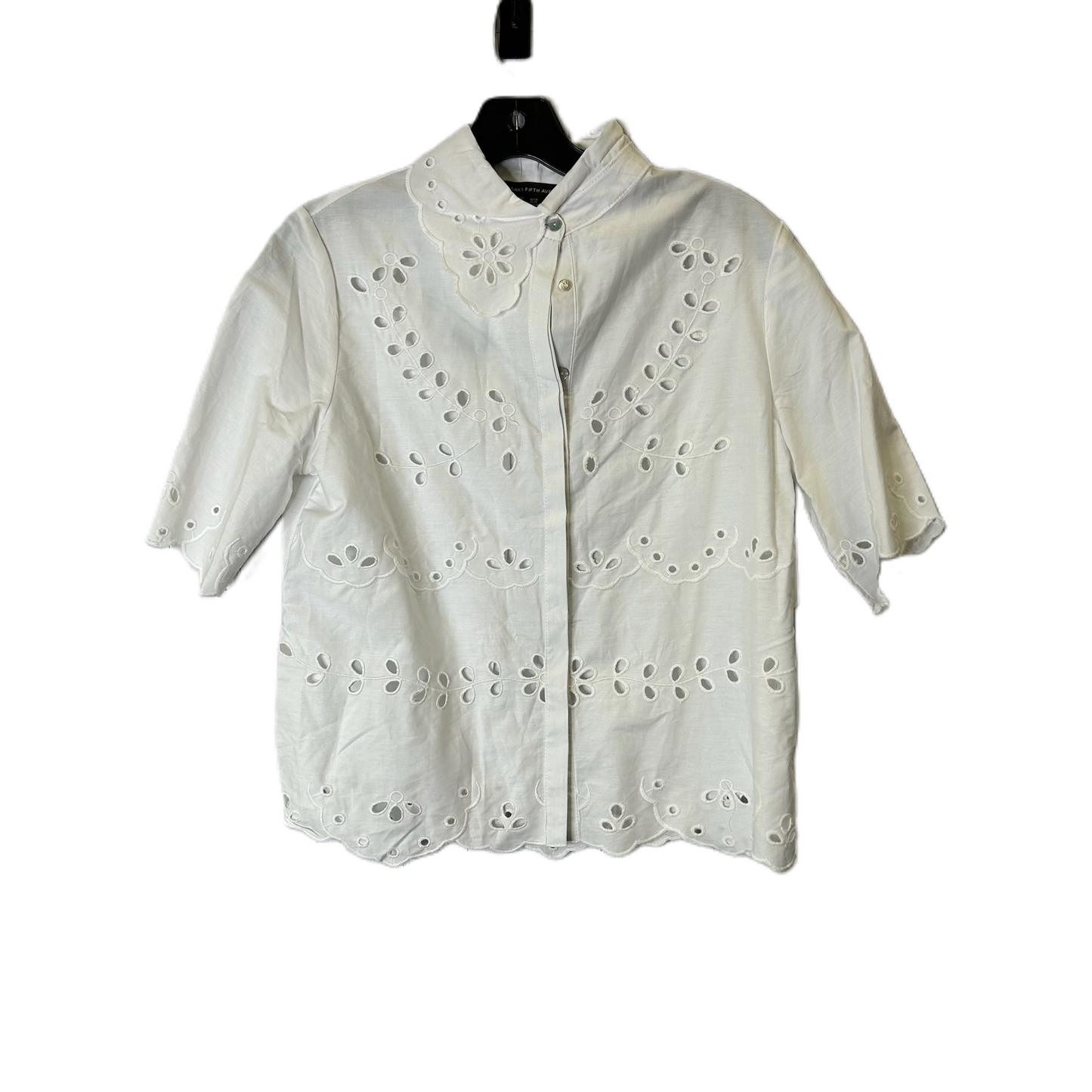 Top Short Sleeve By Saks Fifth Avenue In White, Size: Xs