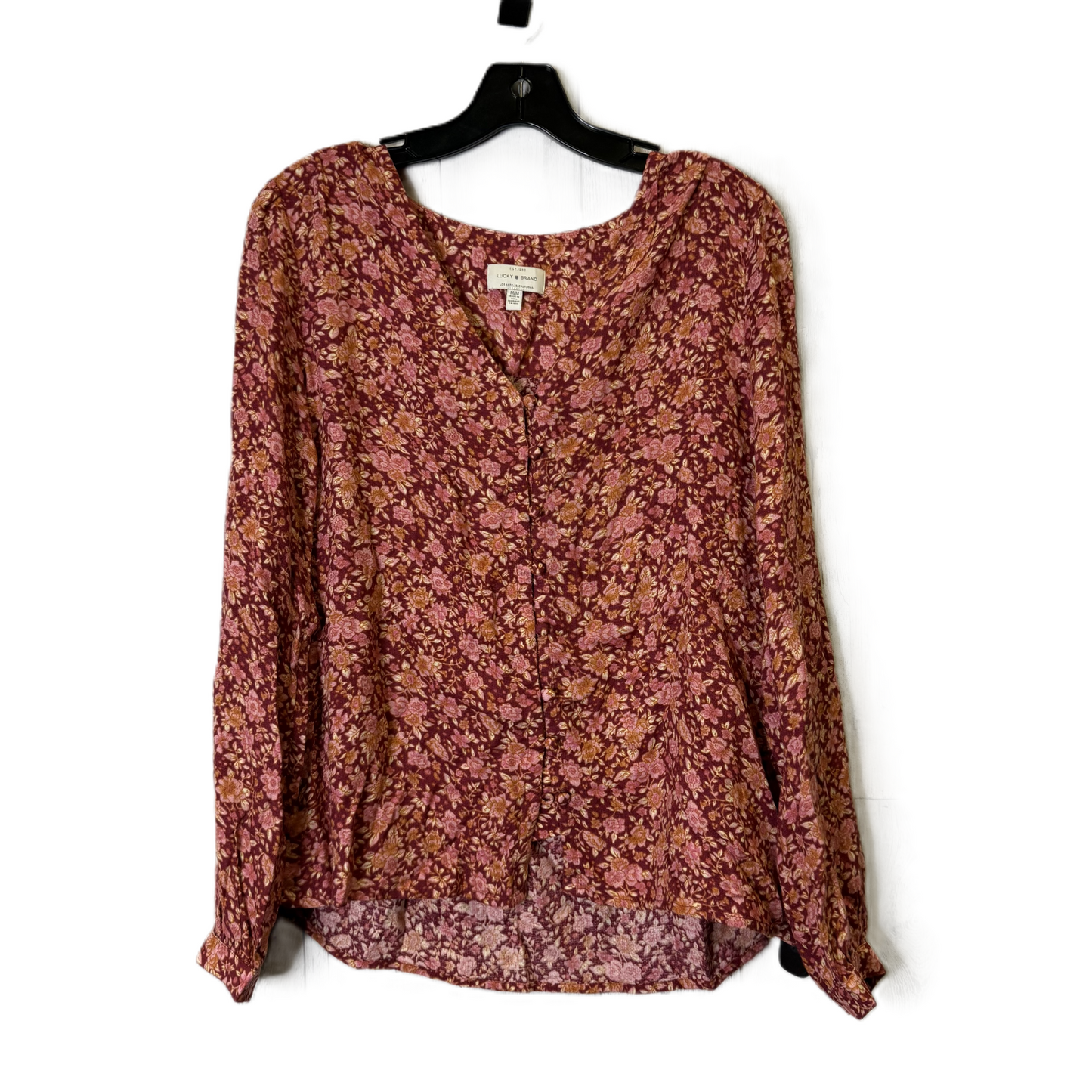 Top Long Sleeve By Lucky Brand In Floral Print, Size: M