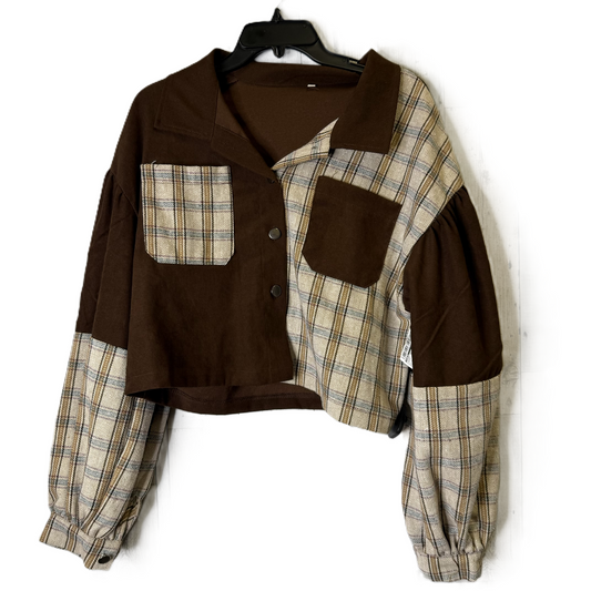 Jacket Shirt By Shein In Brown, Size: L