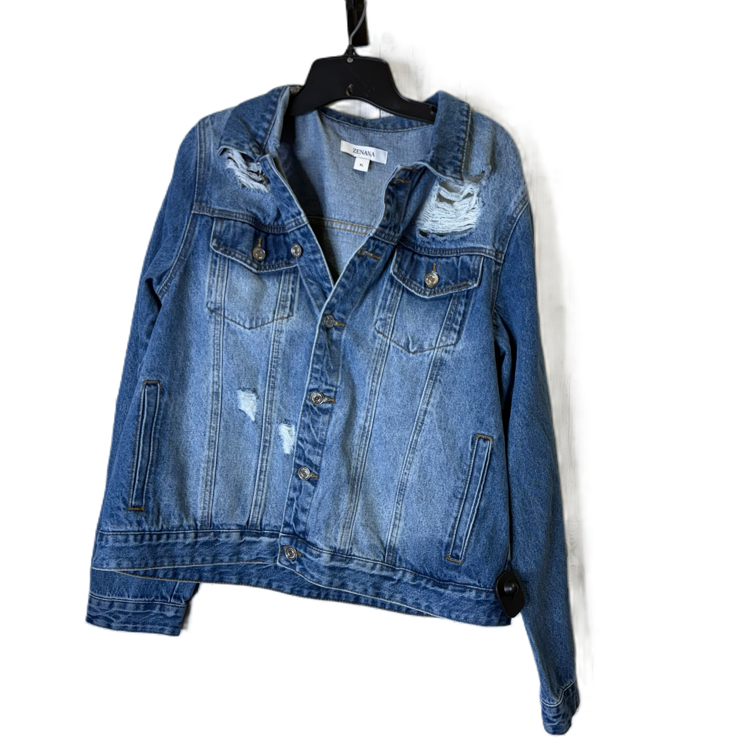 Jacket Denim By Zenana Outfitters In Blue Denim, Size: Xl