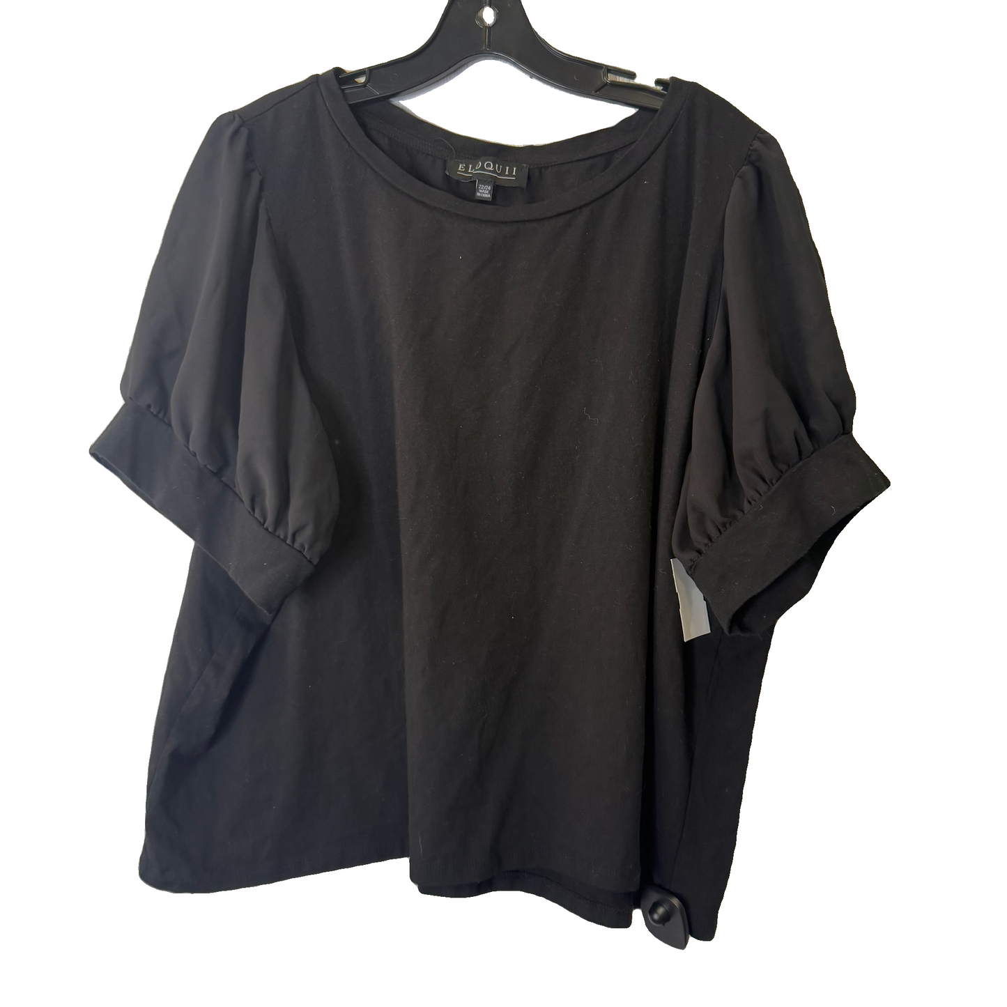 Top Short Sleeve By Eloquii In Black, Size: 22