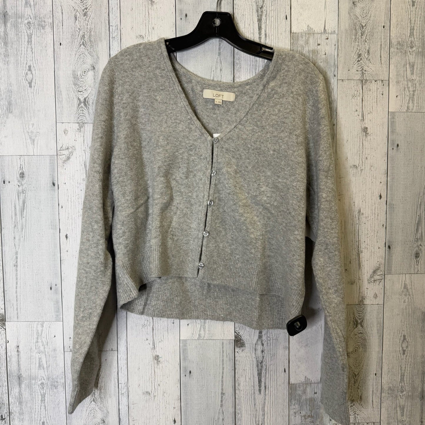 Sweater Cardigan By Loft In Grey, Size: Xl