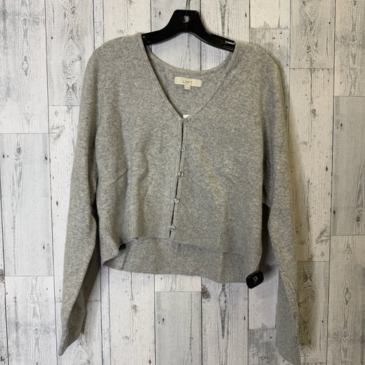 Sweater Cardigan By Loft In Grey, Size: Xl