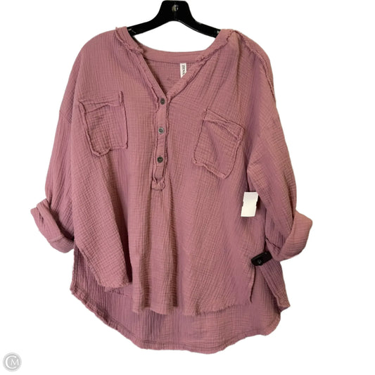 Top Long Sleeve By Zenana Outfitters In Pink, Size: L