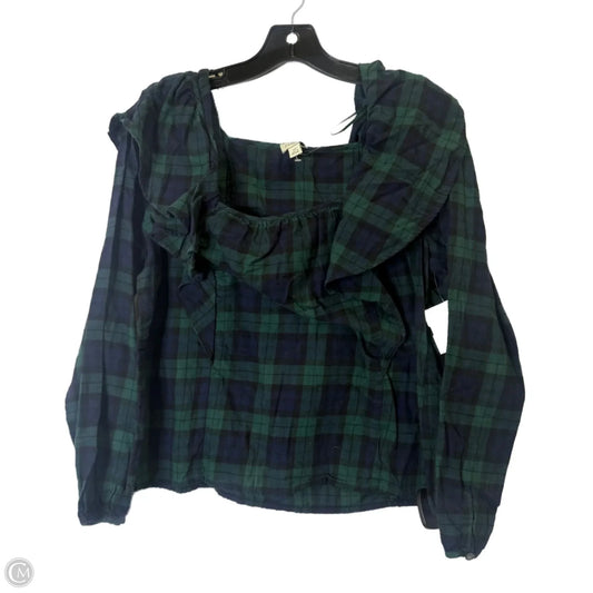 Top Long Sleeve By J. Crew In Blue & Green, Size: M