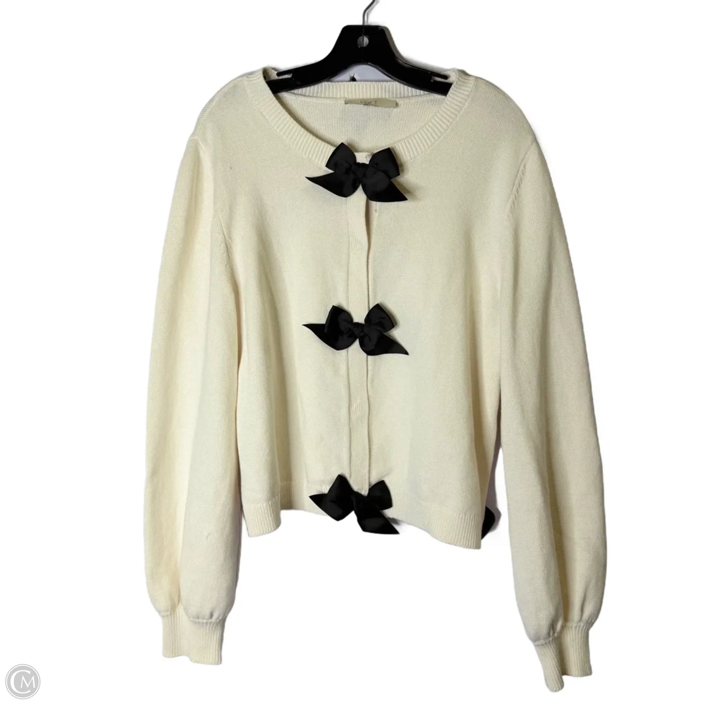 Sweater Cardigan By Loft In Cream, Size: Xl
