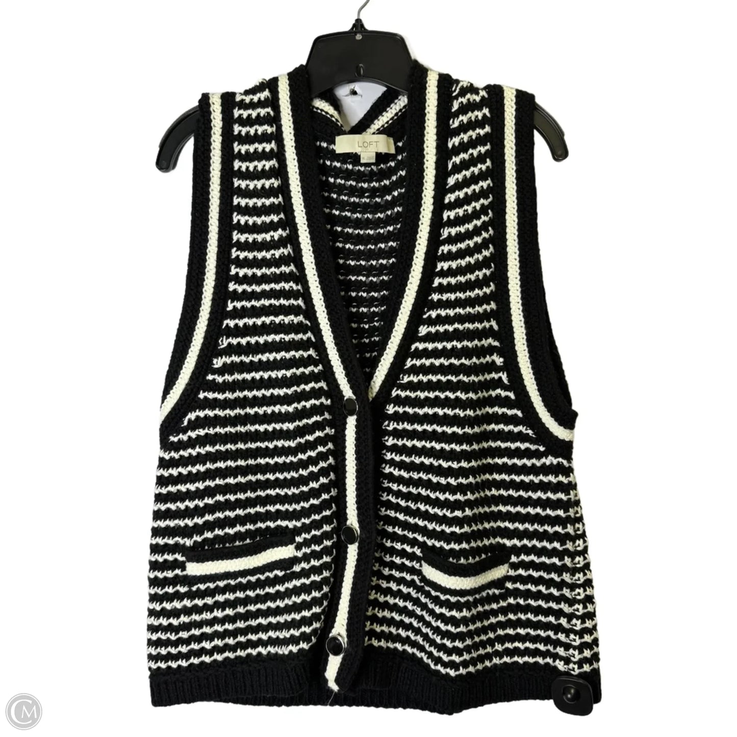 Vest Sweater By Loft In Black, Size: Xl