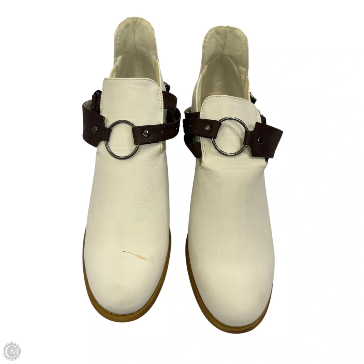 Boots Ankle Heels By Clothes Mentor In White, Size: 9