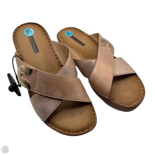 Sandals Heels Wedge By Clothes Mentor In Rose Gold, Size: 7.5