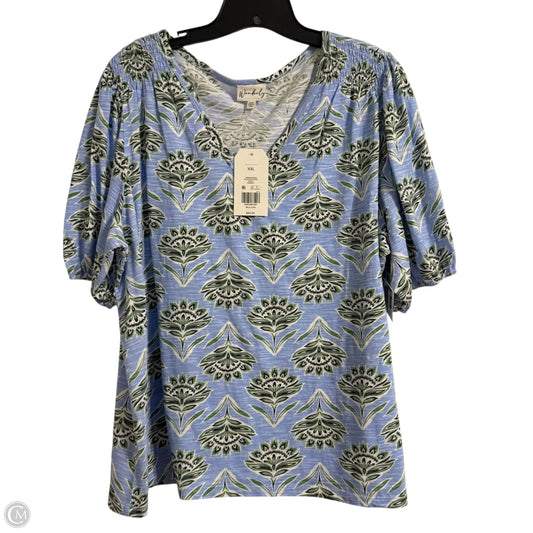 Top Short Sleeve By Wonderly In Blue, Size: Xxl