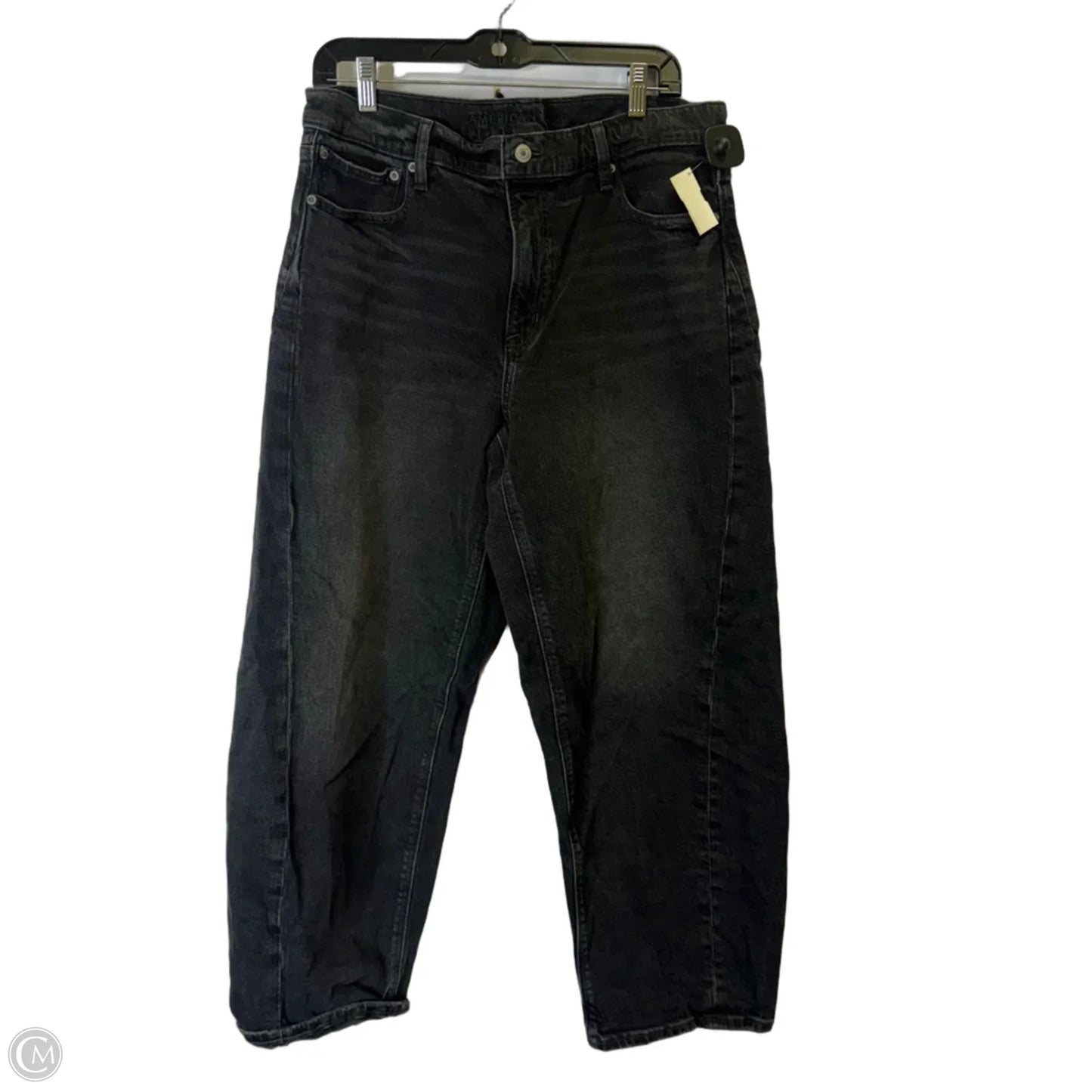 Jeans Straight By American Eagle In Black Denim, Size: 12