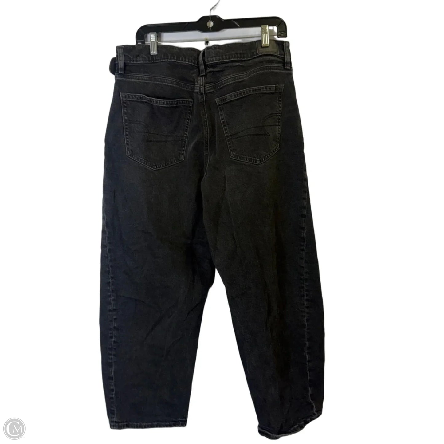 Jeans Straight By American Eagle In Black Denim, Size: 12