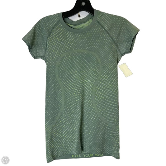 Athletic Top Short Sleeve By Lululemon In Green, Size: 4