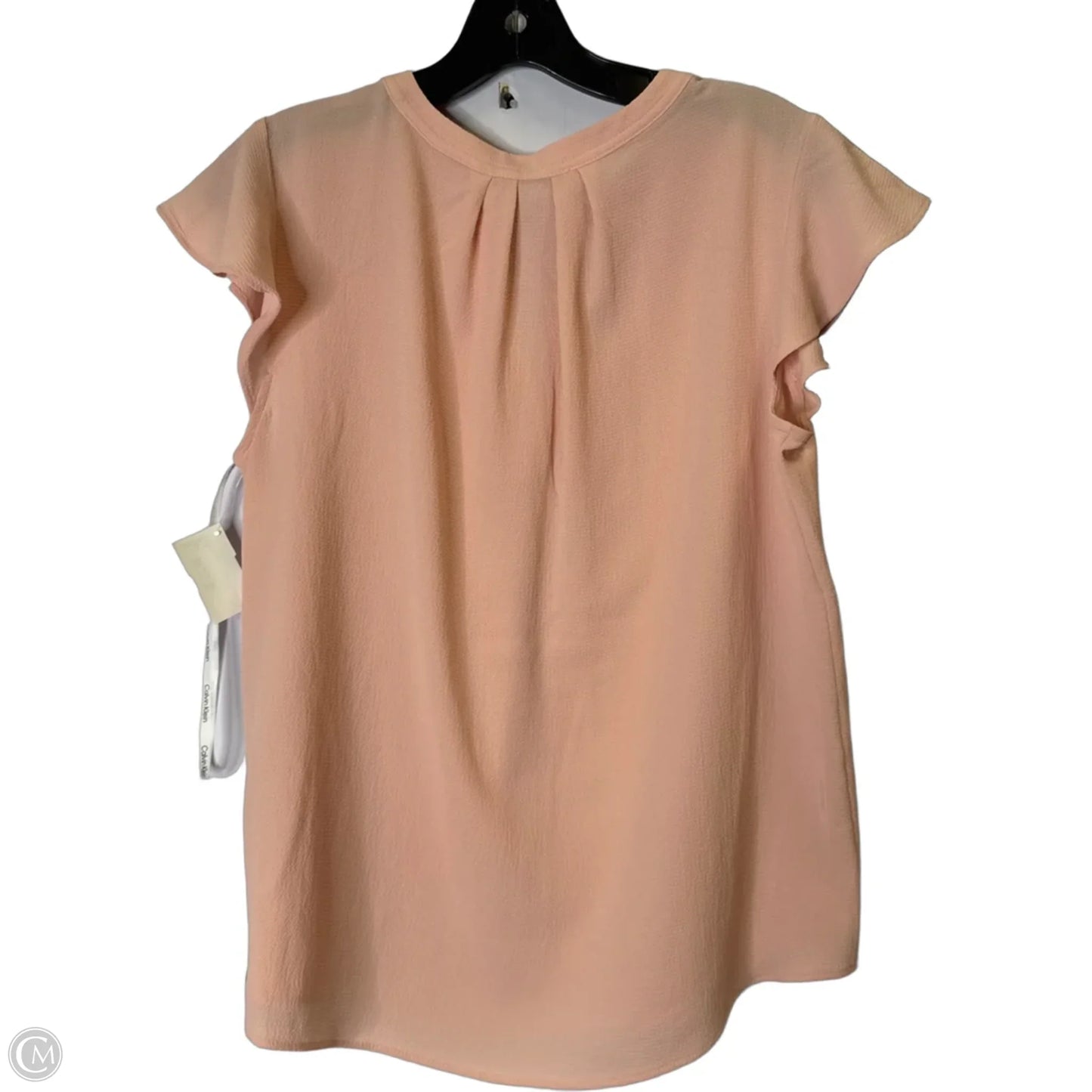 Blouse Short Sleeve By Calvin Klein In Pink, Size: M