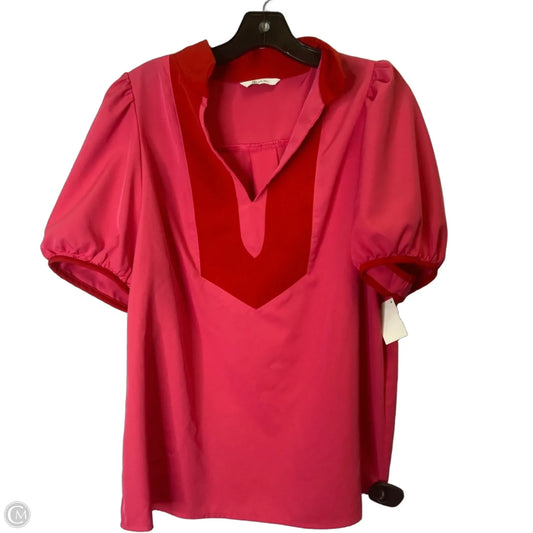 Blouse Short Sleeve By Clothes Mentor In Pink, Size: L
