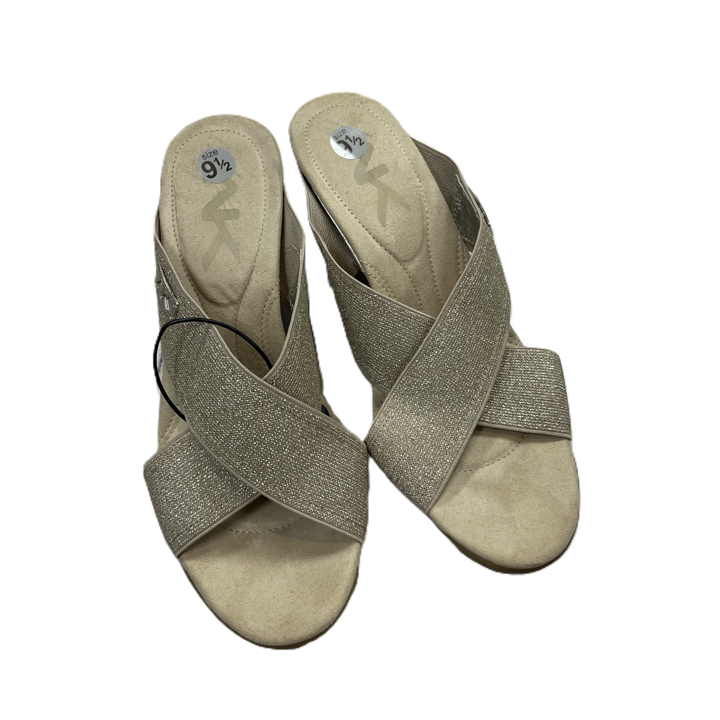 Gold Sandals Heels Wedge By Anne Klein, Size: 9.5