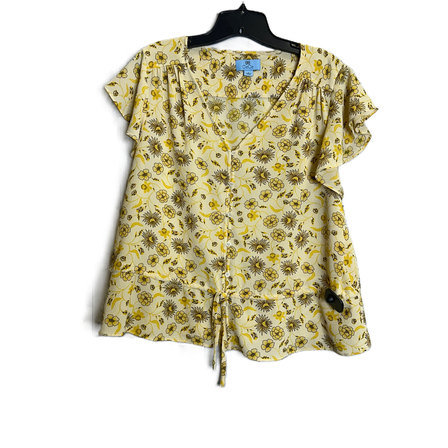 Yellow Top Short Sleeve By Cece, Size: L
