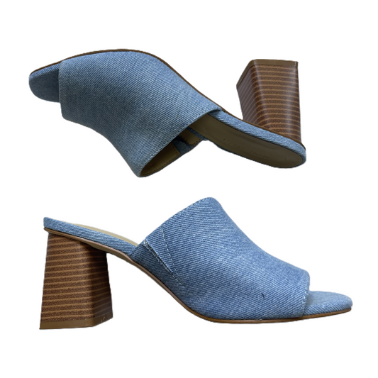 Blue Denim Shoes Heels Block By Nine West, Size: 6.5