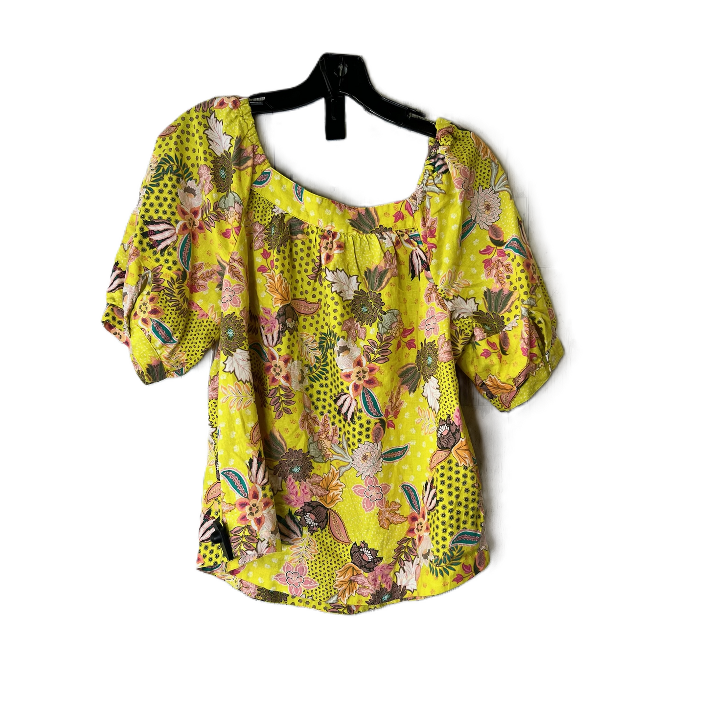 Yellow Top Short Sleeve By Loft, Size: M