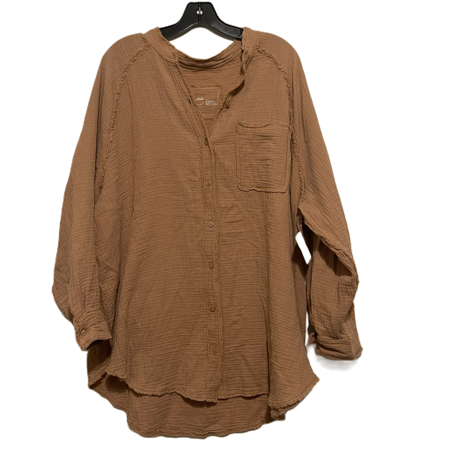 Top Long Sleeve By Aerie In Brown, Size: L