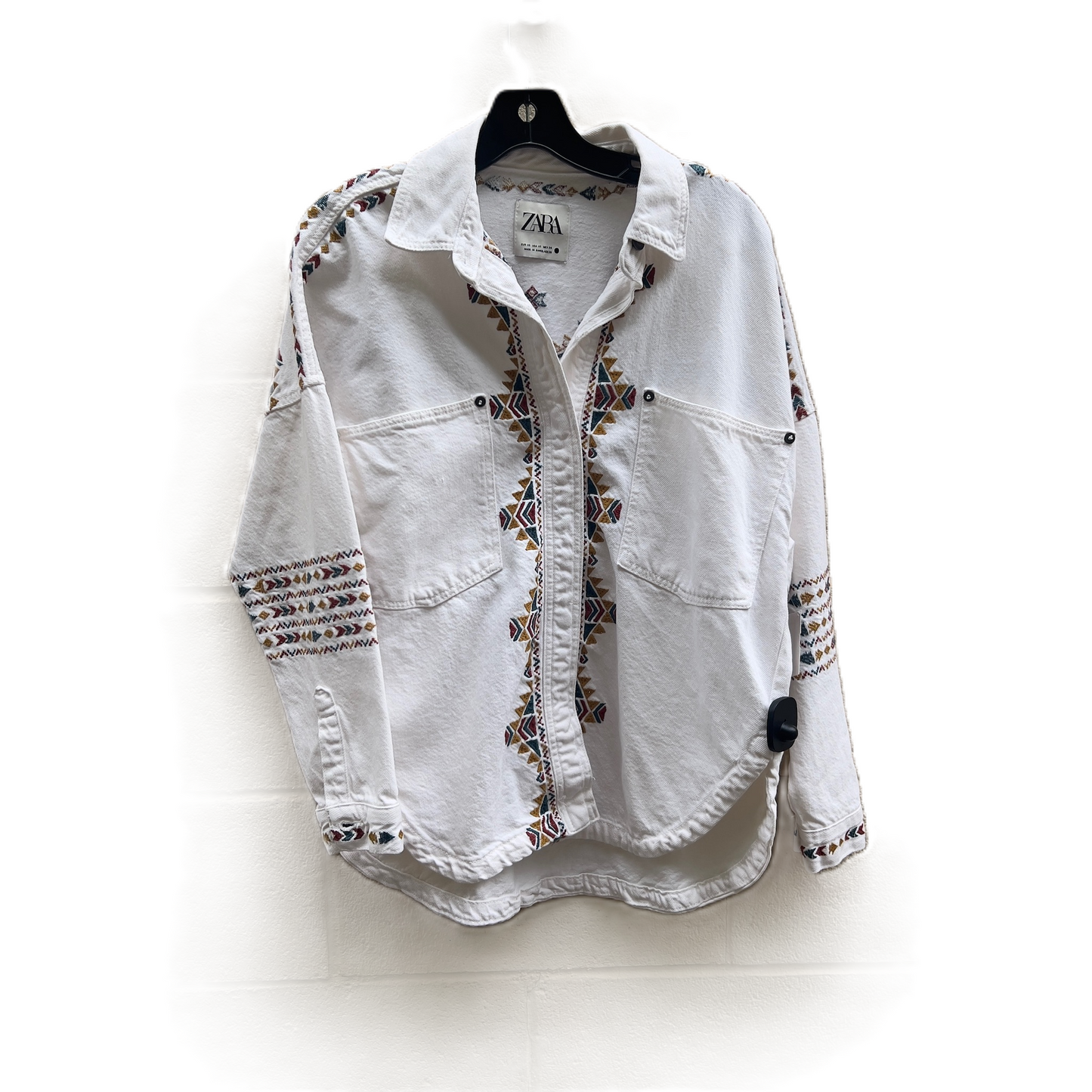 Jacket Denim By Zara In White, Size: Xs