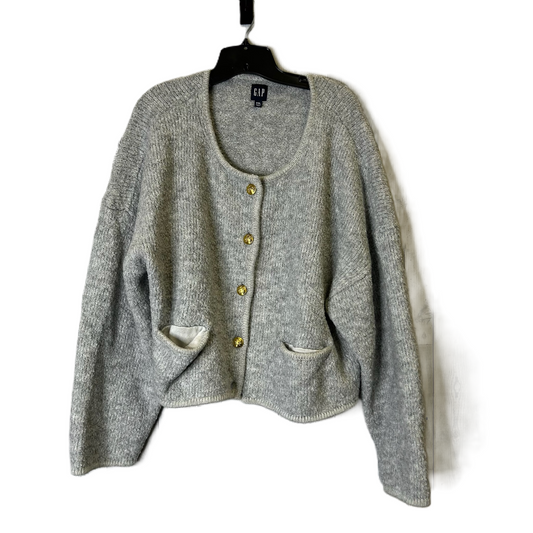 Sweater Cardigan By Gap In Grey, Size: Xxl