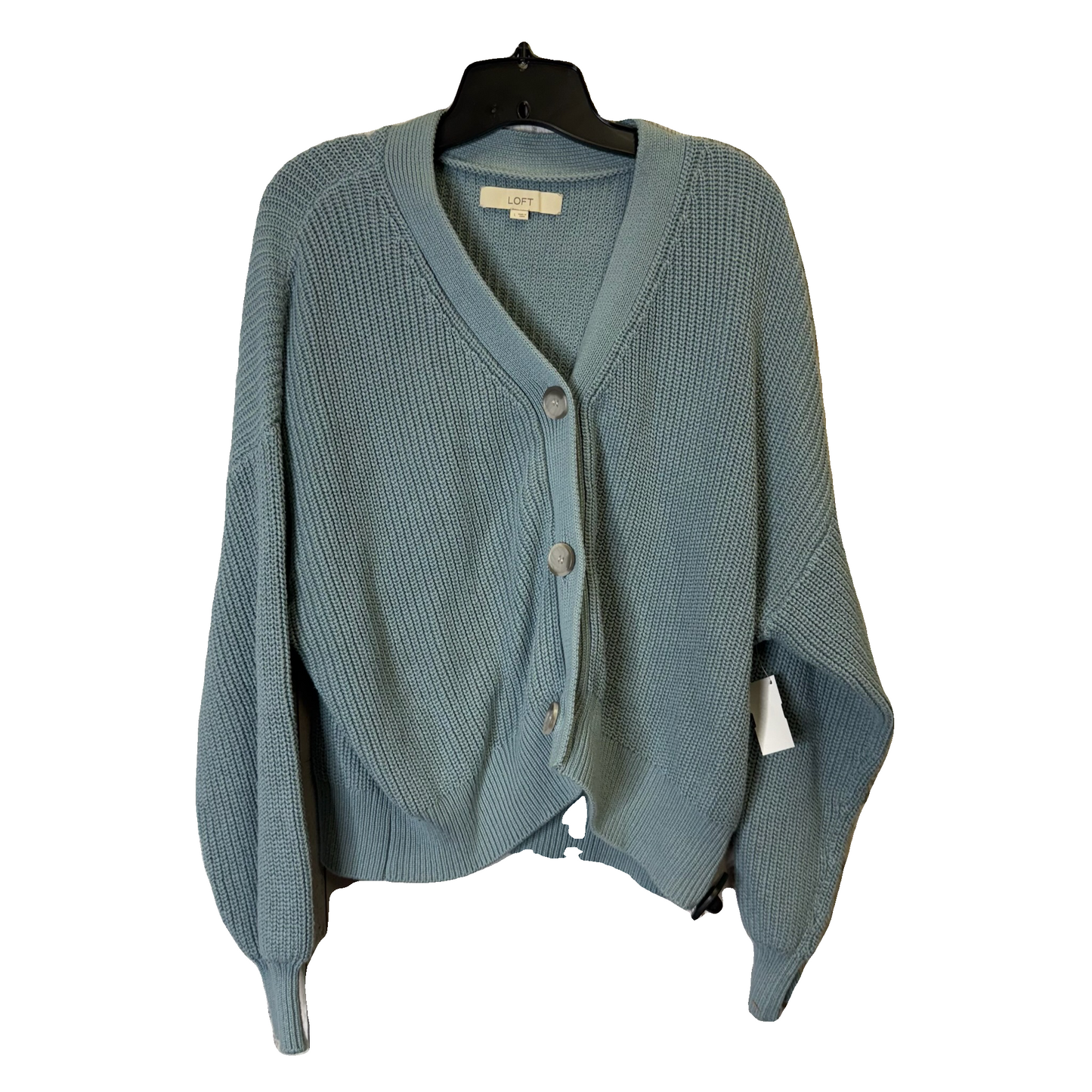 Sweater Cardigan By Loft In Blue, Size: L