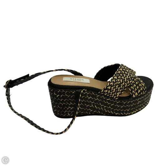 Sandals Heels Wedge By Clothes Mentor In Black, Size: 6.5