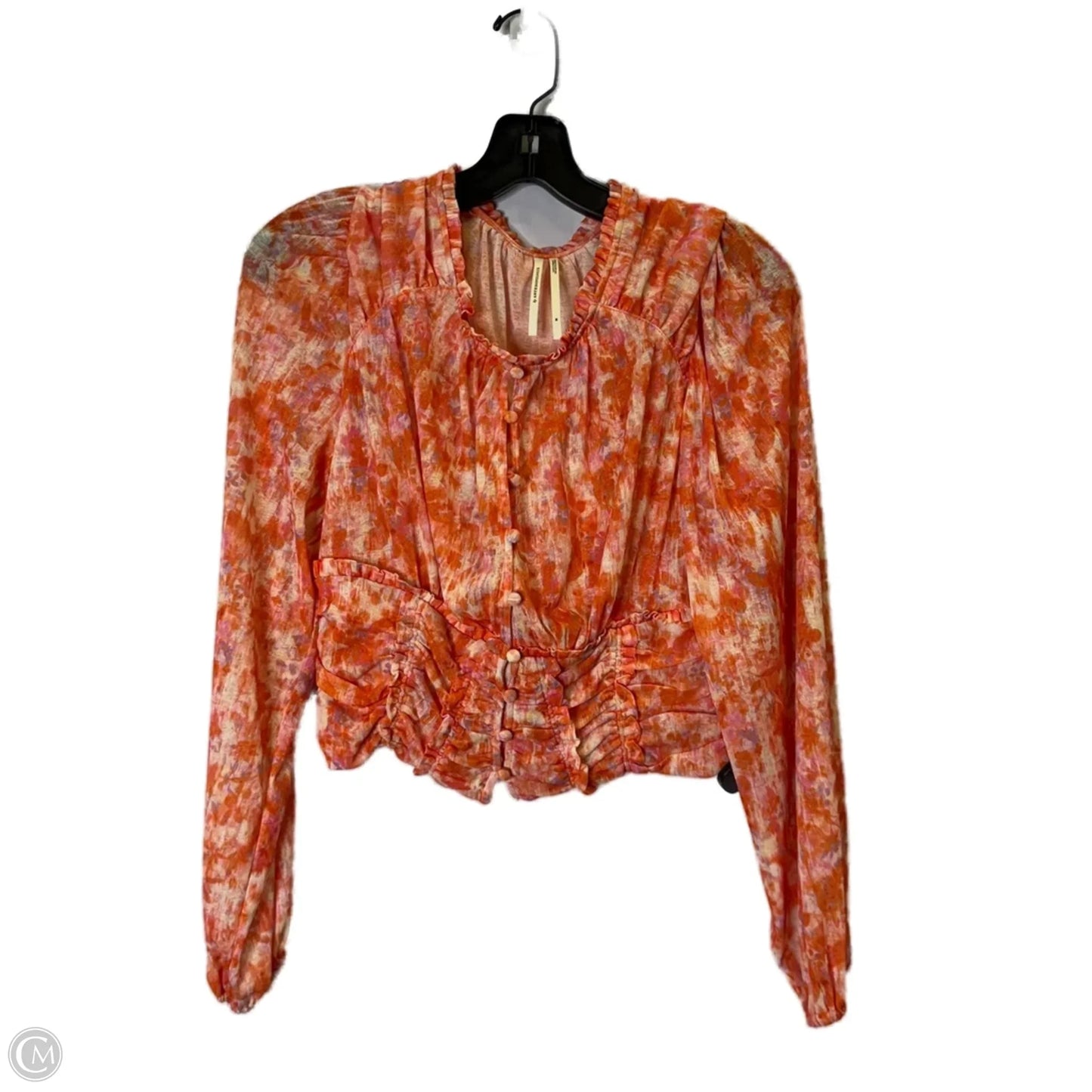 Top Long Sleeve By Anthropologie In Orange & Pink, Size: M