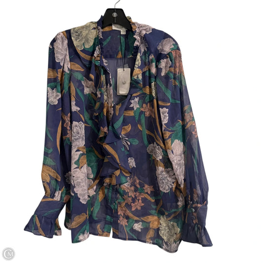 Blouse Long Sleeve By Chelsea And Theodore In Purple, Size: Xl