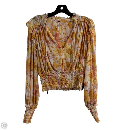 Blouse Long Sleeve By Free People In Orange & Pink, Size: M